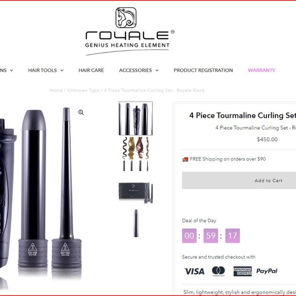 Royale professional tourmaline curling iron 4 piece set - Picture 2 of 5